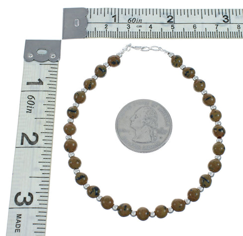 Genuine Tiger Eye Sterling Silver Bead Bracelet X11063
